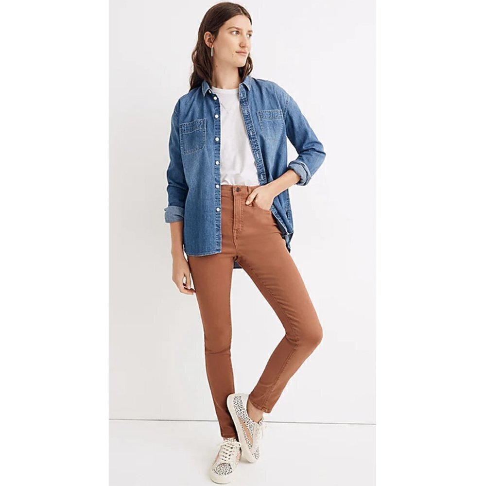 Madewell 10" High-Rise Skinny Jeans Garment-Dyed TENCEL Denim Edition Clay 32